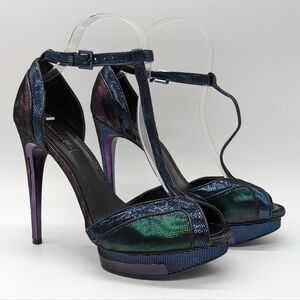 BCBGMAXAZRIA blue green purple shimmer Florrie 5in stiletto heel shoe 8.5